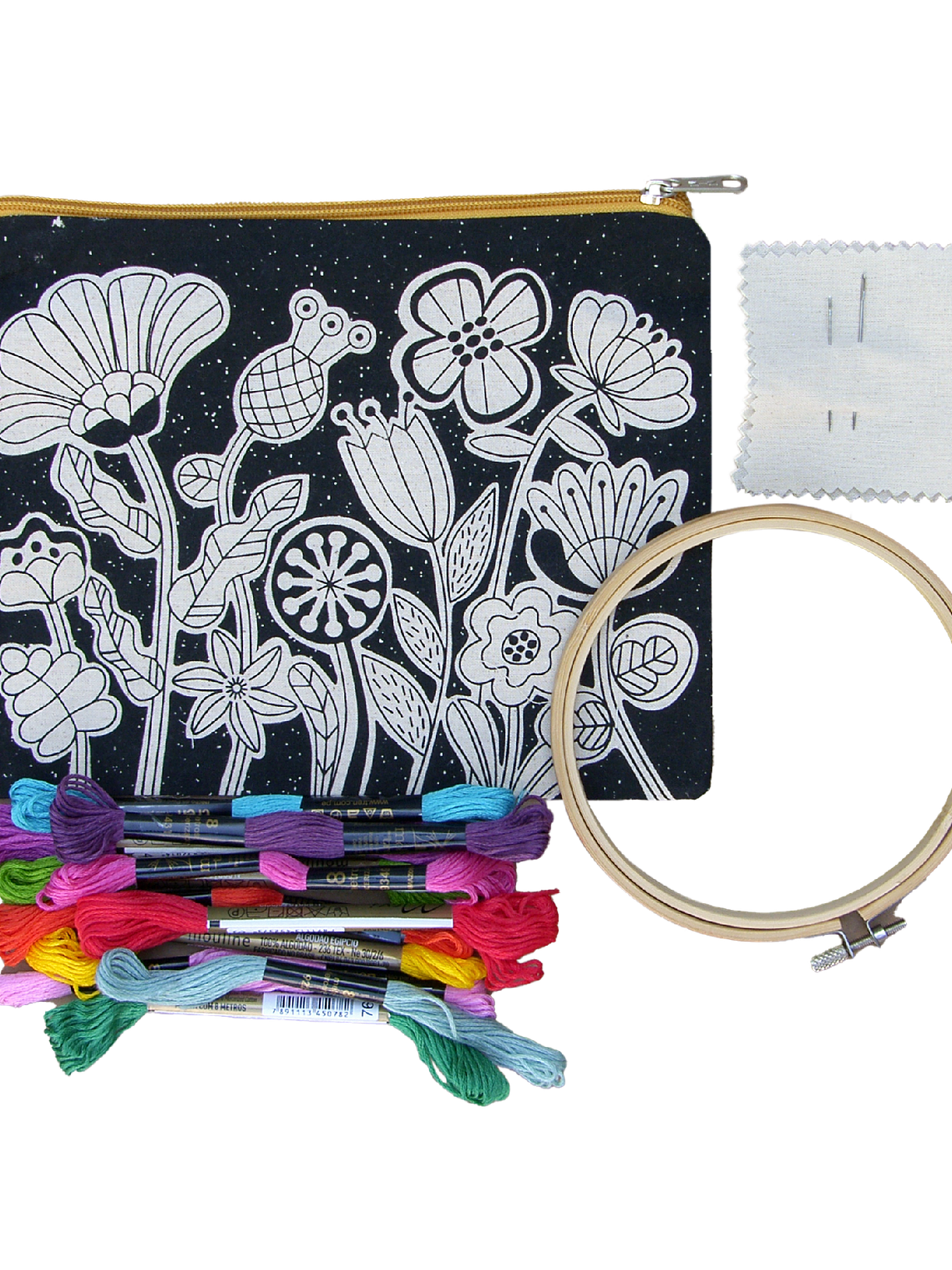 Kit para bordar, estuche de tela Folk 12 H impreso en serigrafía 1