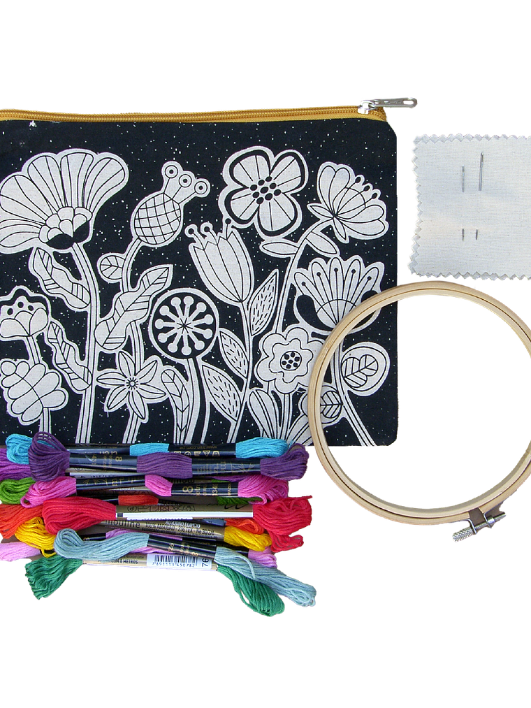 Kit para bordar, estuche de tela Folk 12 H impreso en serigrafía 1