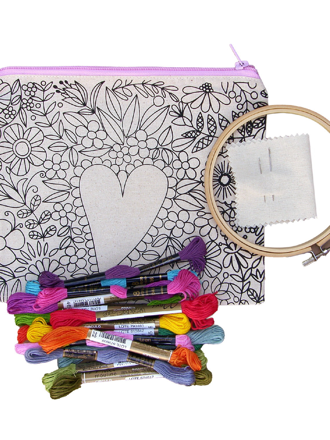 Kit para bordar estuche Flor 16 H impreso en serigrafía  1