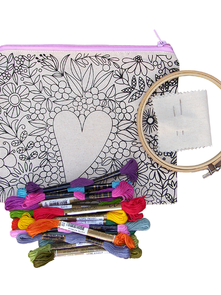 Kit para bordar estuche Flor 16 H impreso en serigrafía  1