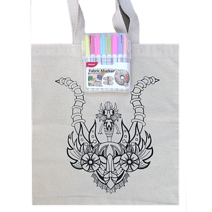 Kit para pintar bolsa tela La Tirana impresa en serigrafía 8 colores