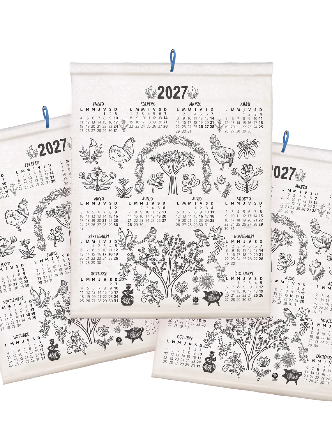 Set 3 calendarios de tela 2027 1