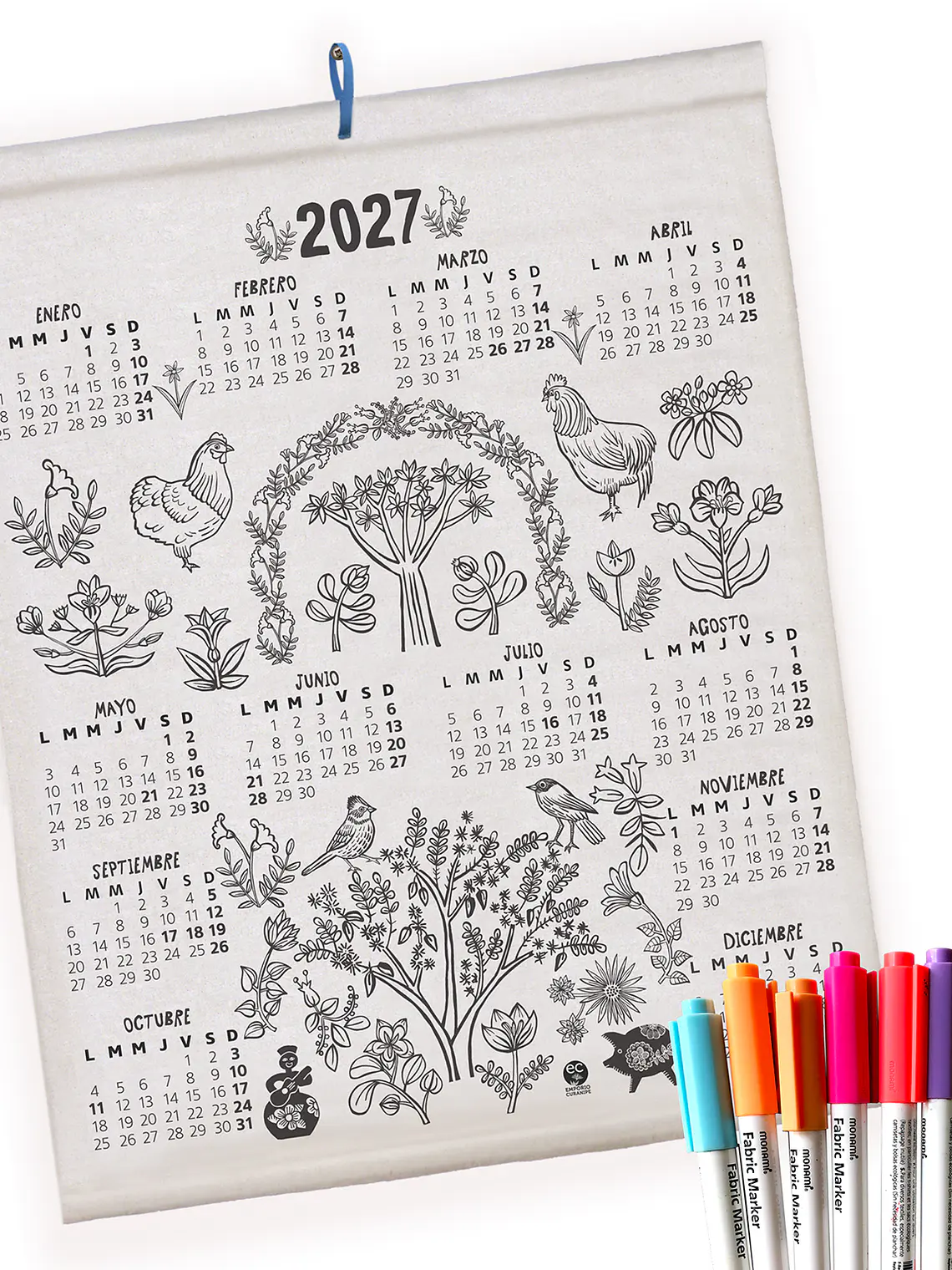Set Calendario mas 8 marcadores textiles 1