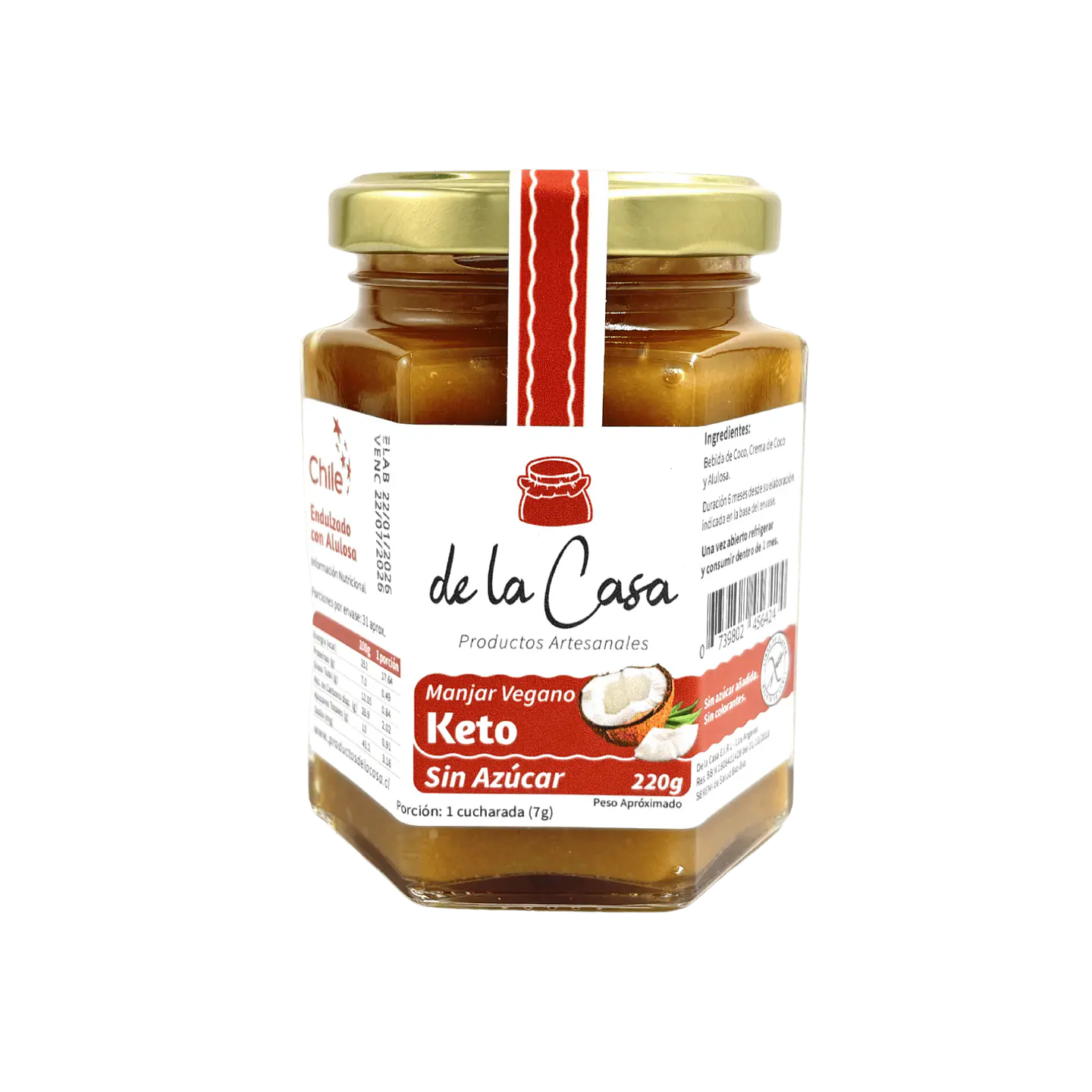 Manjar sin lácteos keto vegano De La Casa 220 grs 1