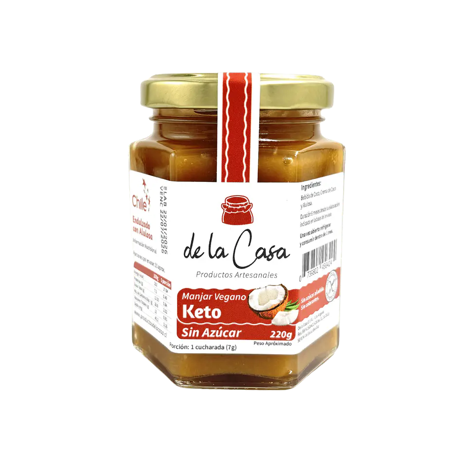 Manjar sin lácteos keto vegano De La Casa 220 grs 1