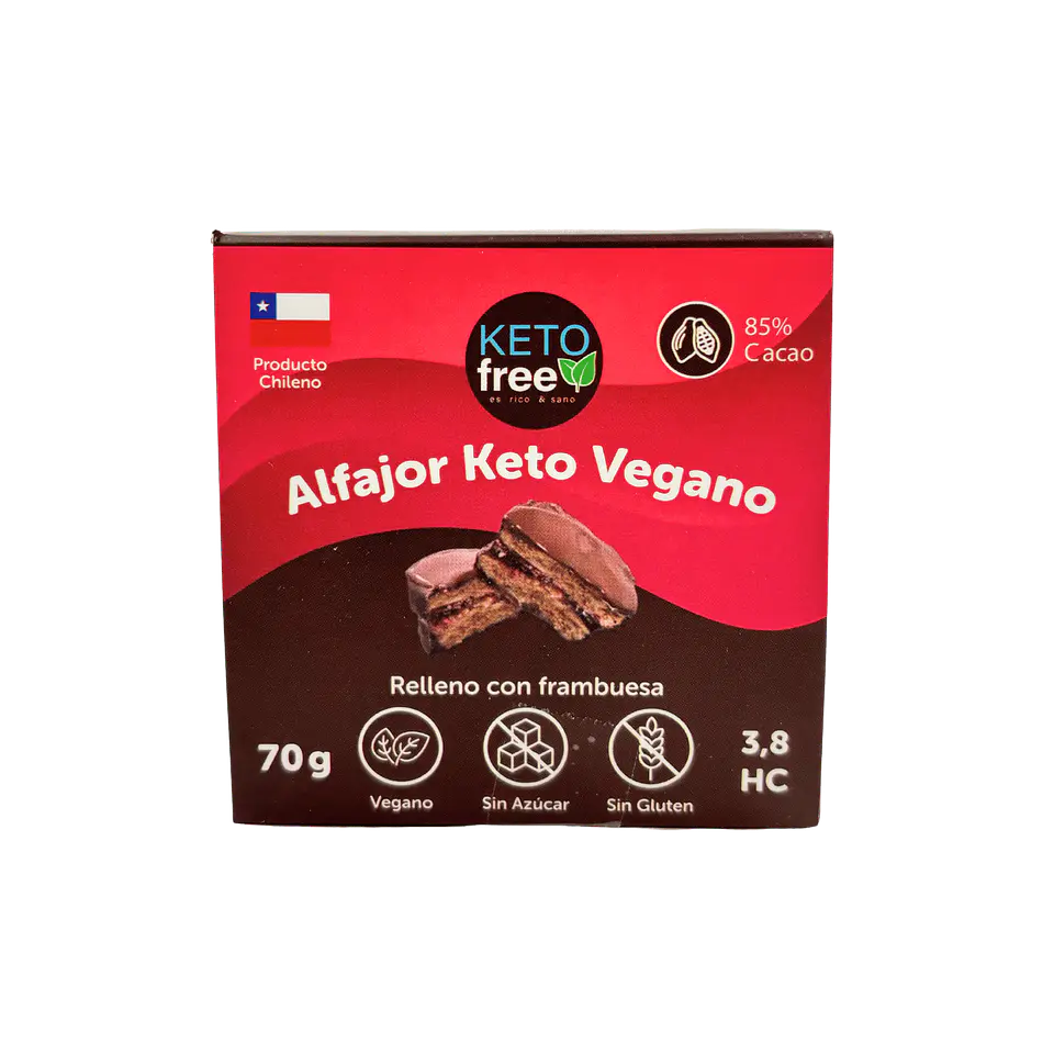 Alfajor vegano con frambuesa Keto Free 70 grs 1