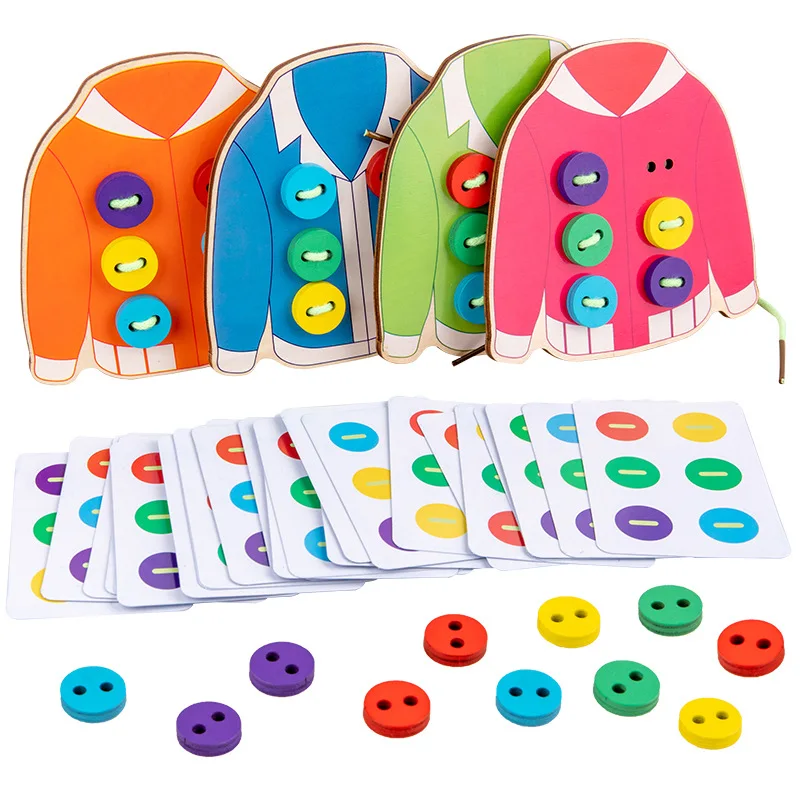 JUEGO MONTESSORI APRNDIZAJE HABILIDADES BÁSICAS DE LA VIDA (BOTONES CORDONES)