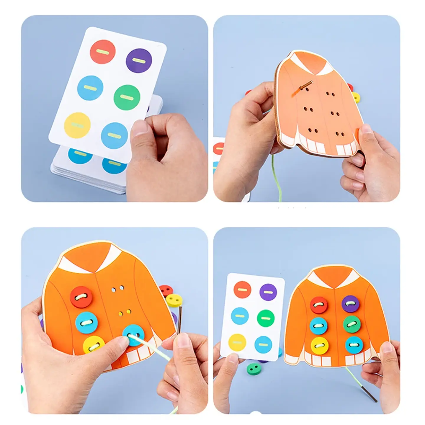 JUEGO MONTESSORI APRNDIZAJE HABILIDADES BÁSICAS DE LA VIDA (BOTONES CORDONES) 3