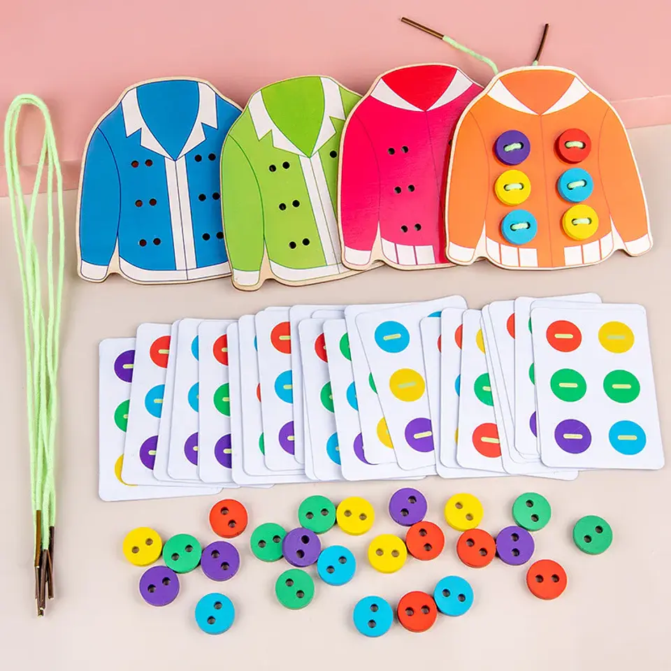 JUEGO MONTESSORI APRNDIZAJE HABILIDADES BÁSICAS DE LA VIDA (BOTONES CORDONES) 5