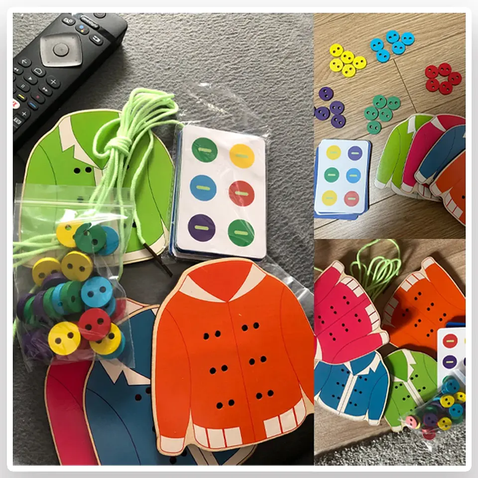 JUEGO MONTESSORI APRNDIZAJE HABILIDADES BÁSICAS DE LA VIDA (BOTONES CORDONES) 6