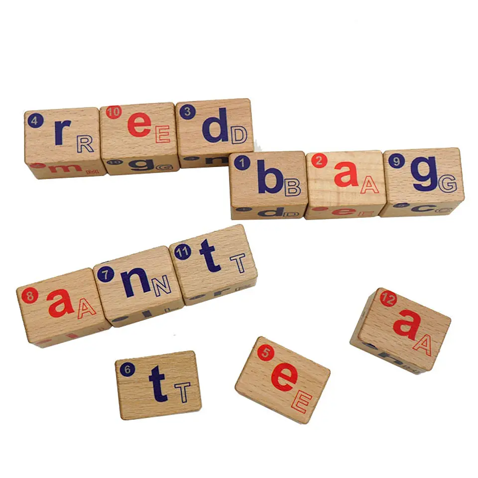 CUBOS MADERAS MAGNÉTICOS MONTESSORI APRENDIZAJE LETRAS ABC NIÑOS 5