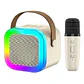 Parlante Karaoke Portátil Mini Con Micrófono Inalámbrico Bt Color Beige - Miniatura 2