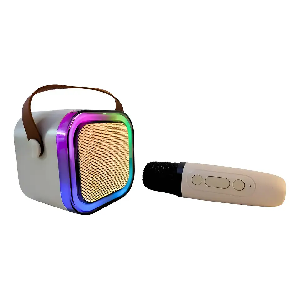 Parlante Karaoke Portátil Mini Con Micrófono Inalámbrico Bt Color Beige 3