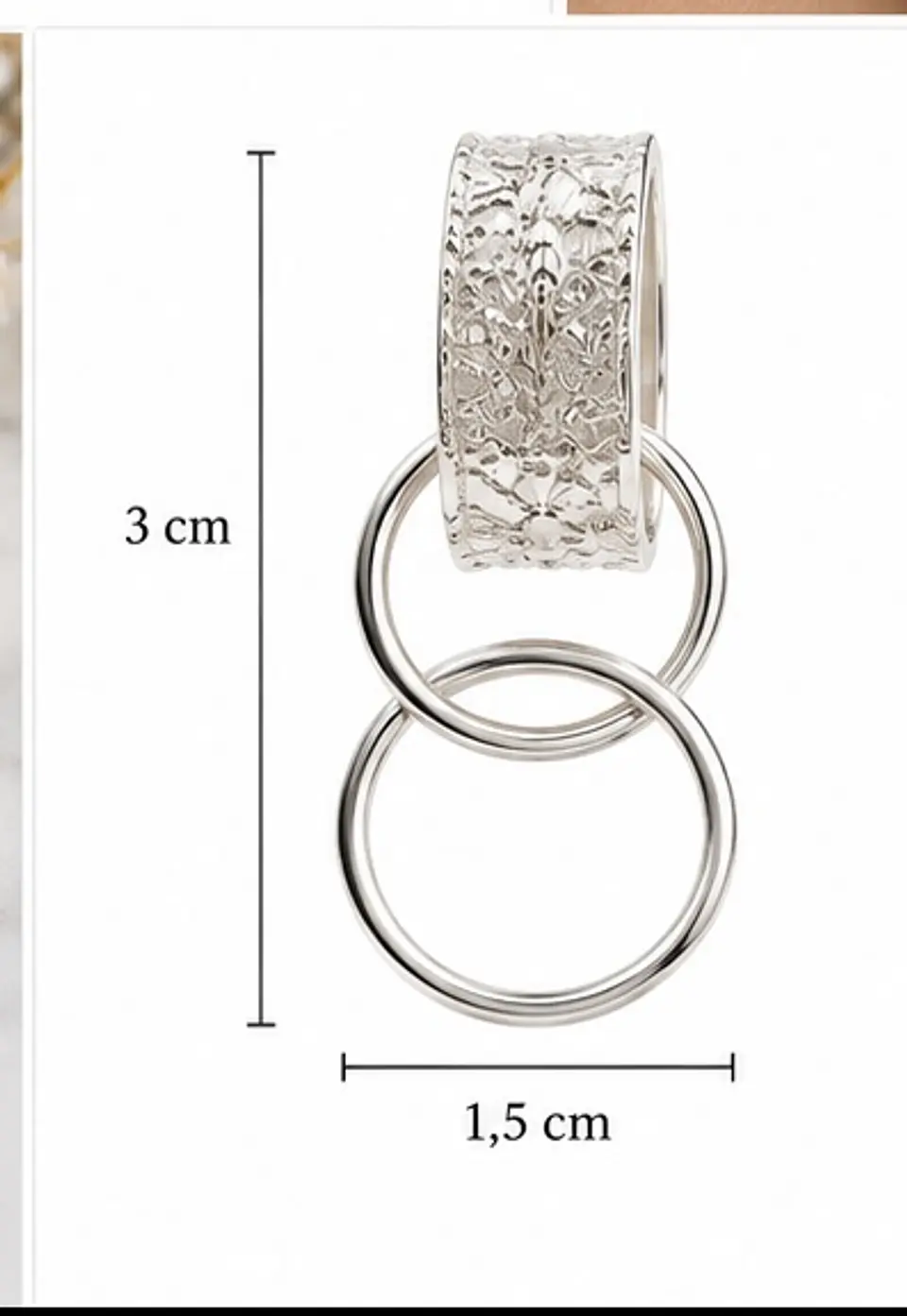 Aros De Plata Colgantes Con Argollas Entrelazadas 3