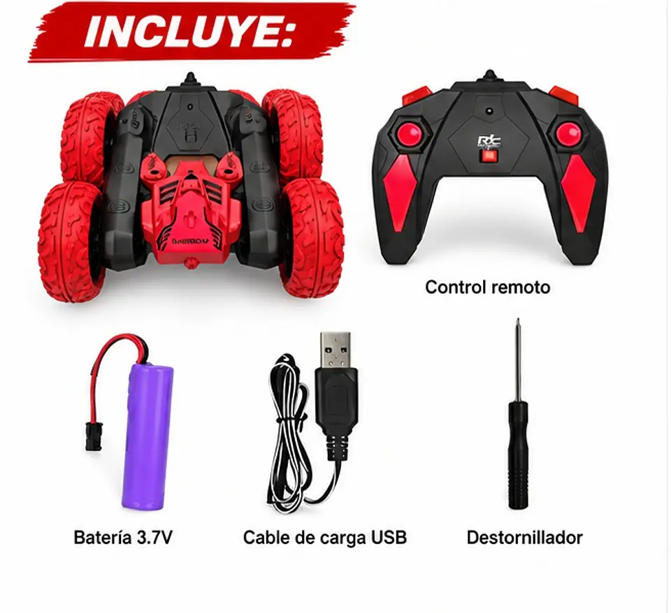 Auto Stunt Car Luces Control Remoto Acrobatico 360 Doble Color ROJO - 270011 3