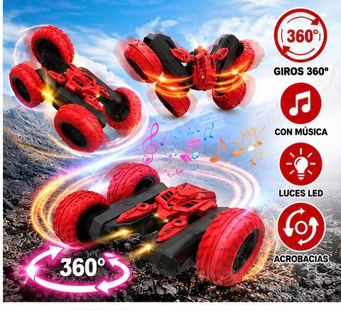 Auto Stunt Car Luces Control Remoto Acrobatico 360 Doble Color ROJO - 270011