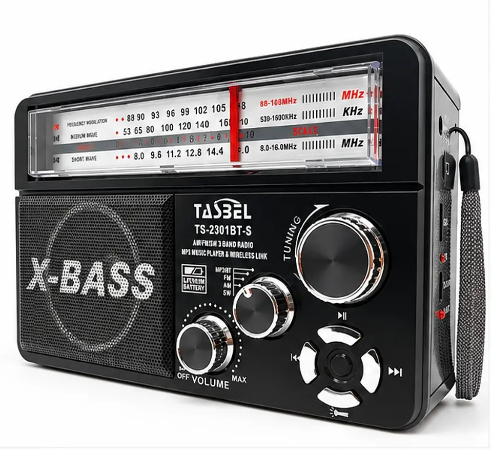 Radio Retro Solar Bt Usb Recargable Am/fm/sw + Linterna Negro 3