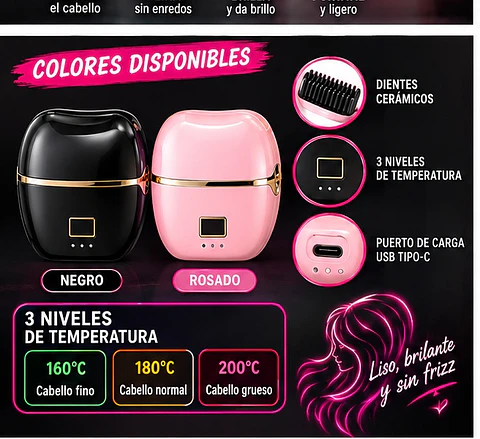 Peine Alisador Inalámbrico Portátil 160 A 230 °c