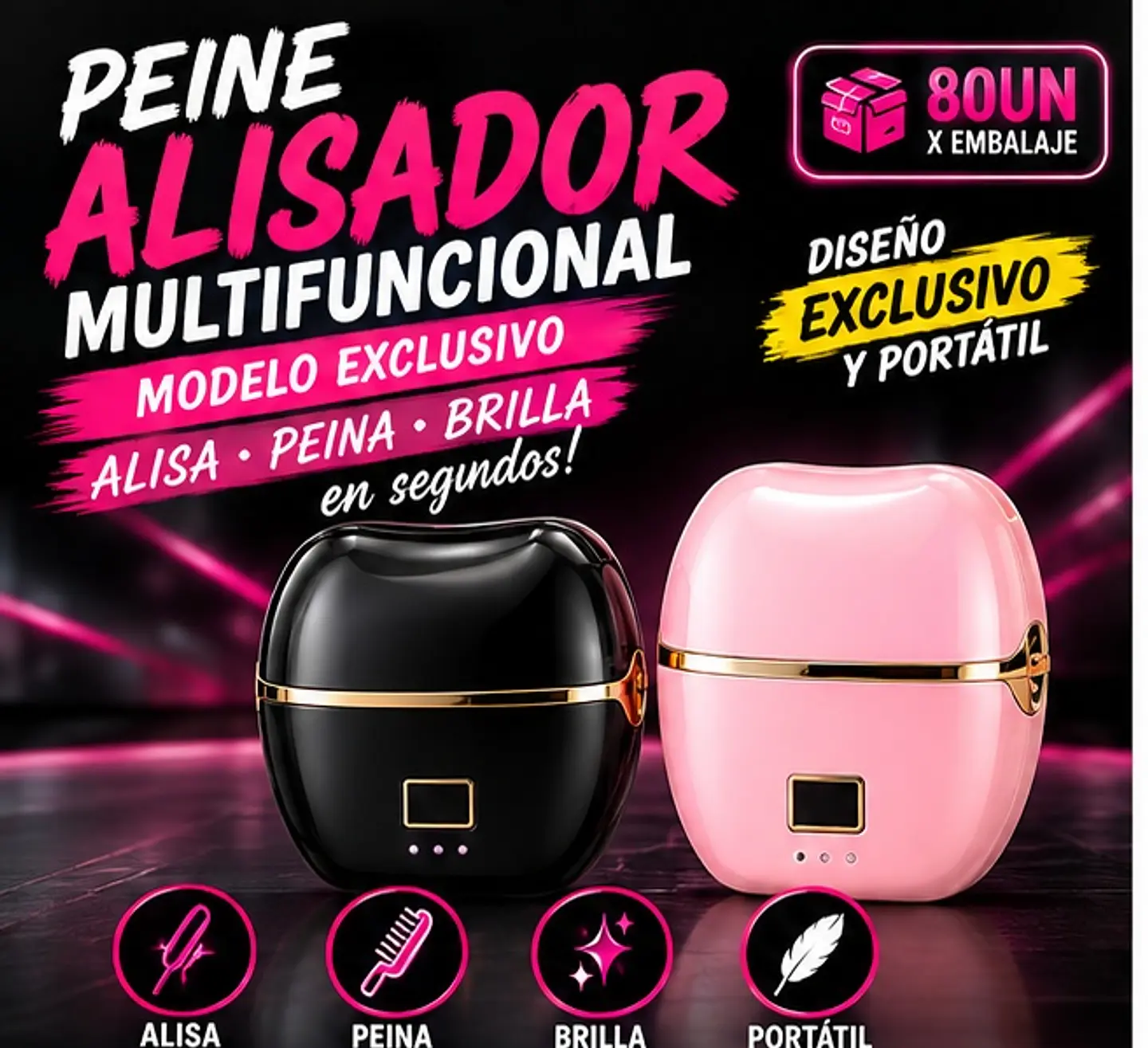 Peine Alisador Inalámbrico Portátil 160 A 230 °c 2