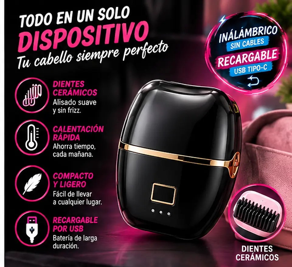Peine Alisador Inalámbrico Portátil 160 A 230 °c 3