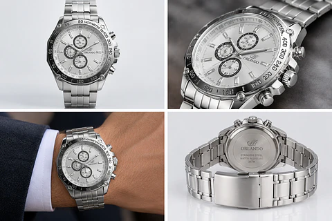 Reloj Orlando Hombre Análogo Cronógrafo Acero Plateado