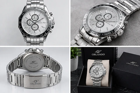 Reloj Orlando Hombre Análogo Cronógrafo Acero Plateado