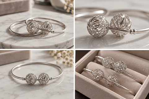 Aros De Plata Argollas Con Esfera Calada Diseño Filigrana