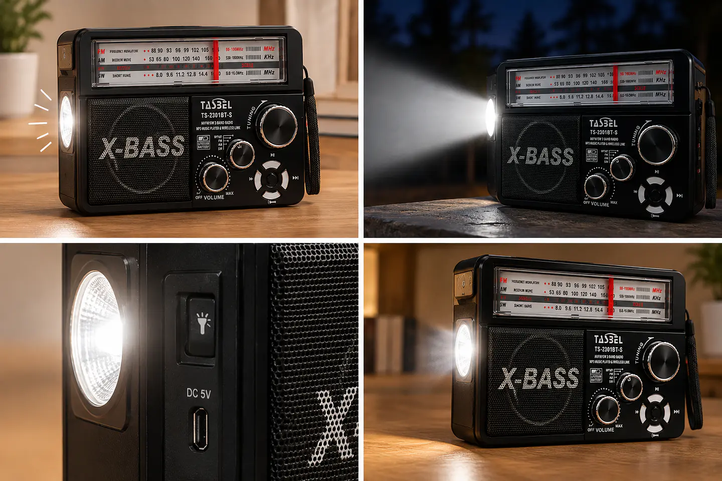 Waxiba Radio Portátil Am/fm/sw Retro Bluetooth Solar 4