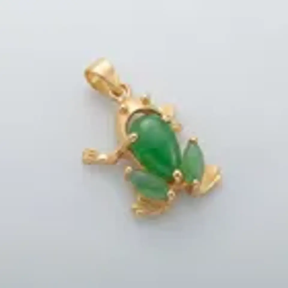 Dije Colgante Rana Suerte Piedra Jade Dorado 2