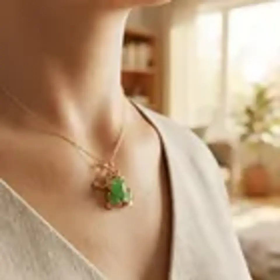 Dije Colgante Rana Suerte Piedra Jade Dorado 3