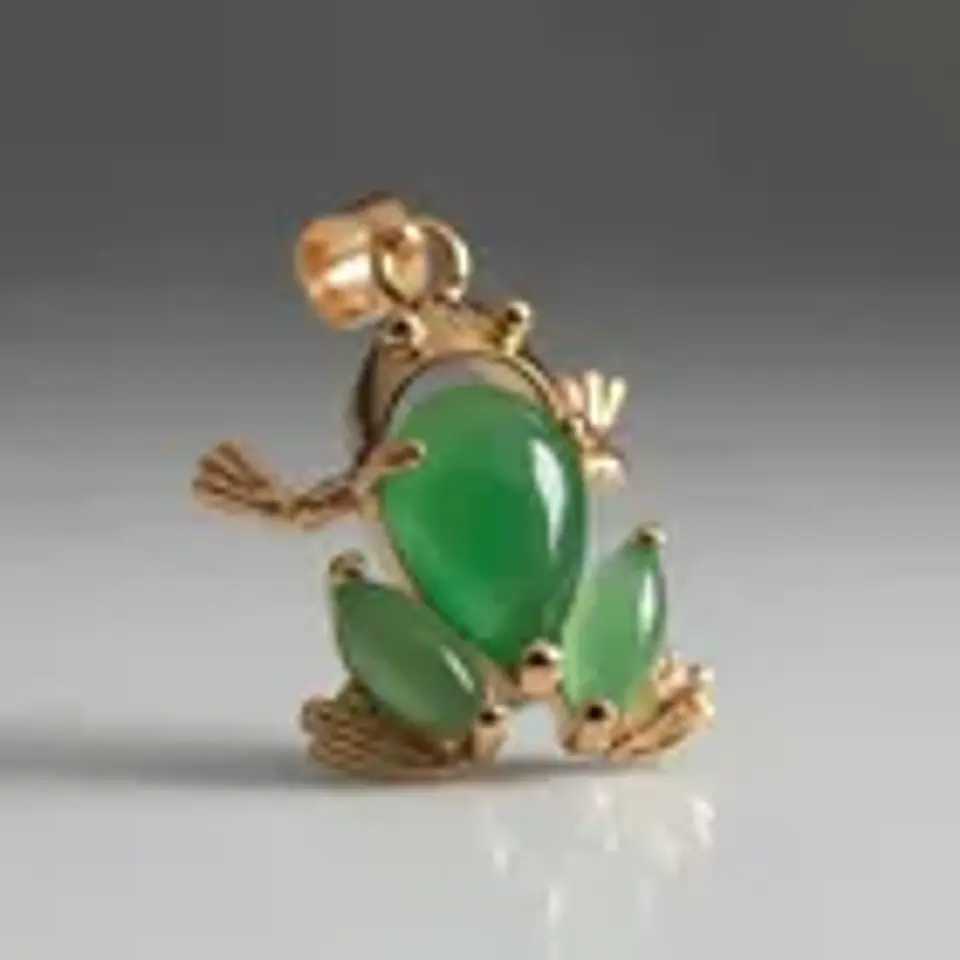 Dije Colgante Rana Suerte Piedra Jade Dorado 4