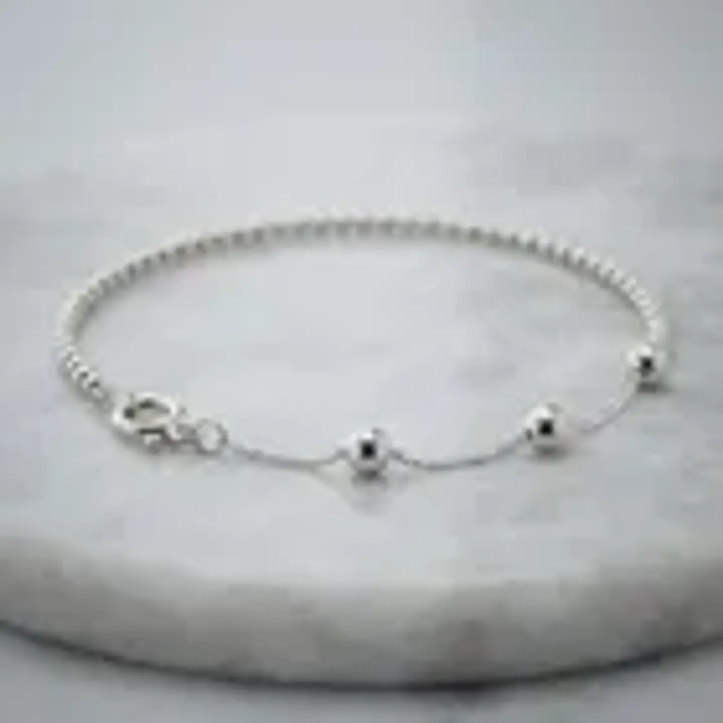 Pulsera De Plata 925 Con Bolitas Y Cadena Mixta Elegante 3