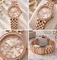 Reloj Geneva Mujer Analógico Oro Rosa Con Cristales - Miniatura 2
