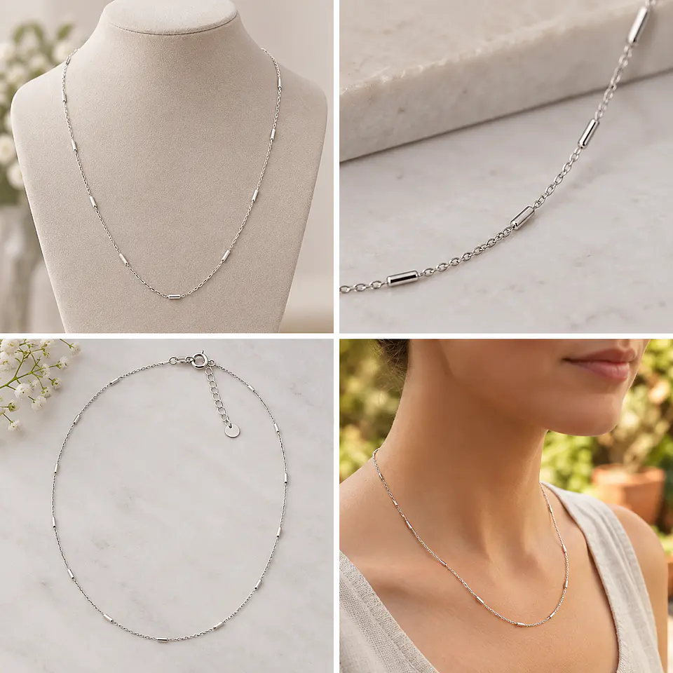 Collar Cadena De Plata Con Barrilitos Para Mujer 2