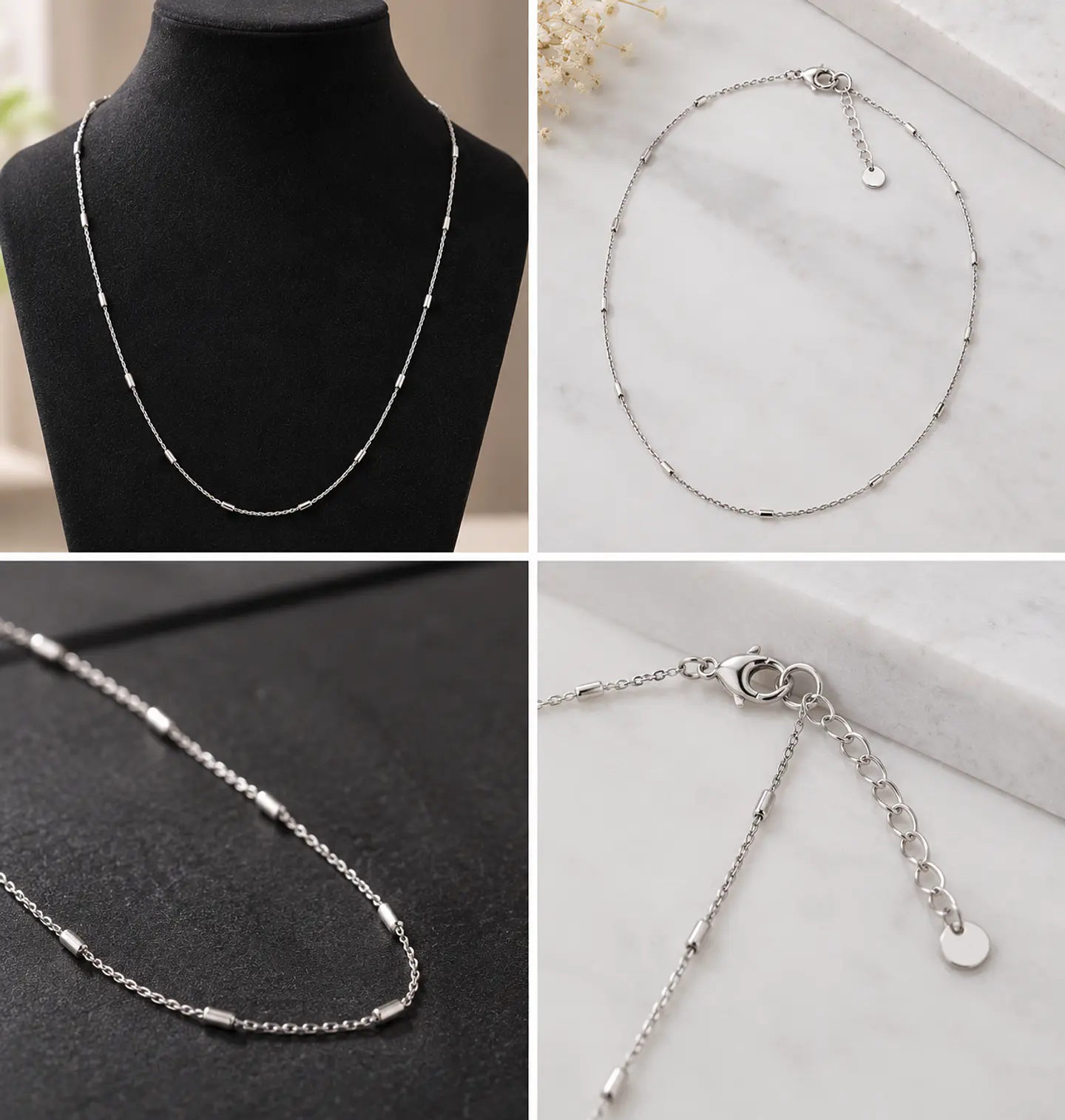 Collar Cadena De Plata Con Barrilitos Para Mujer 3
