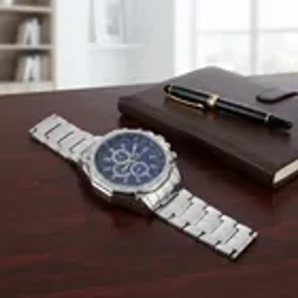 Reloj Orlando Hombre Esfera Azul Correa Plateada 2