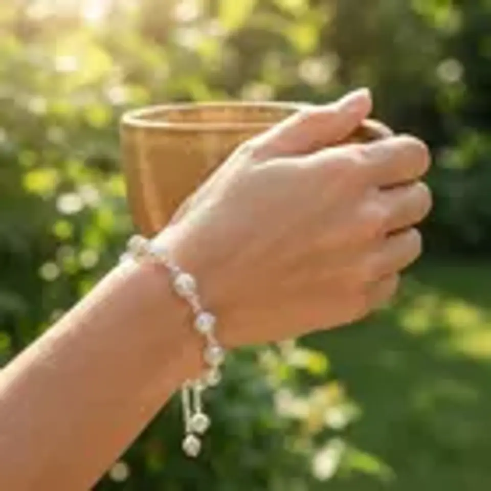 Pulsera Plata Ajustable Con Esferas Caladas Y Filigrana 4