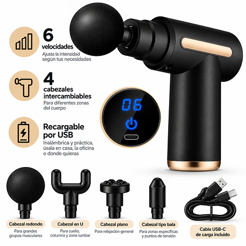 Pistola de Masaje Muscular Eléctrica Portátil