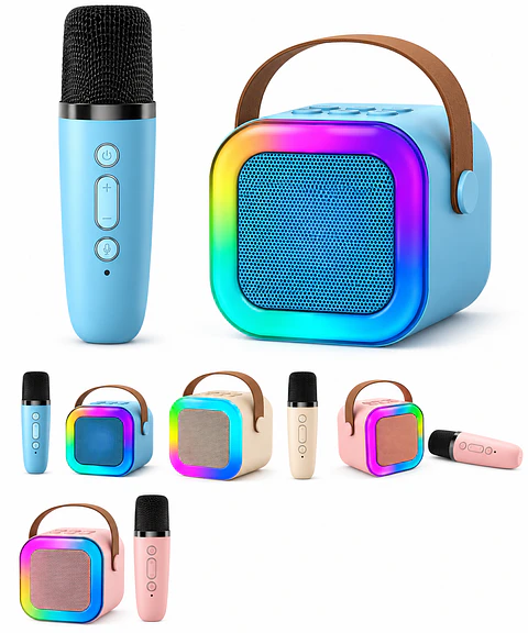 Parlante Karaoke Mini Bluetooth con Micrófono Inalámbrico
