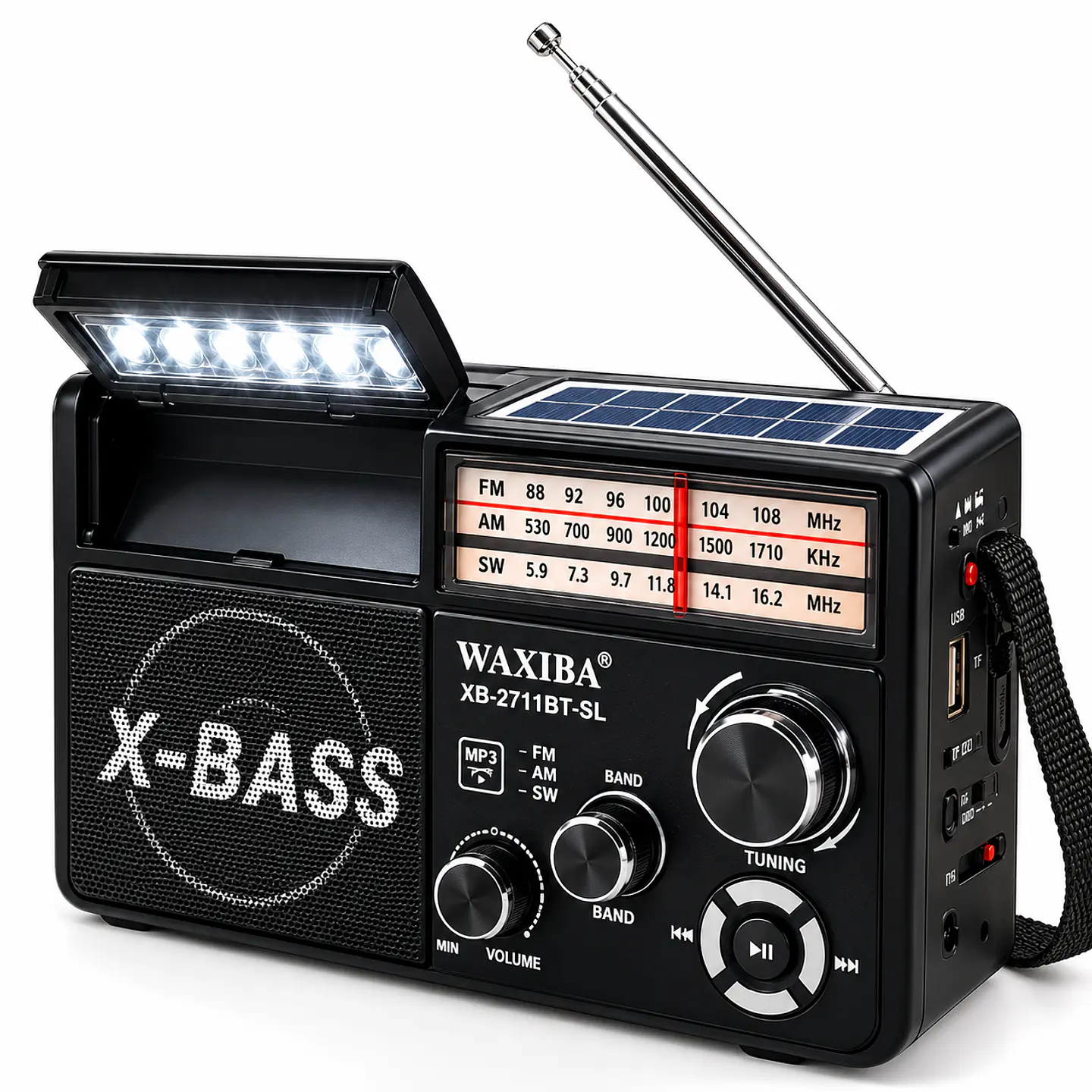 Radio Retro Solar Bluetooth AM/FM/SW con Linterna (Negra) 1