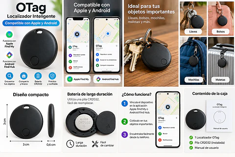Localizador Bluetooth OTag para Apple y Android – Dual System