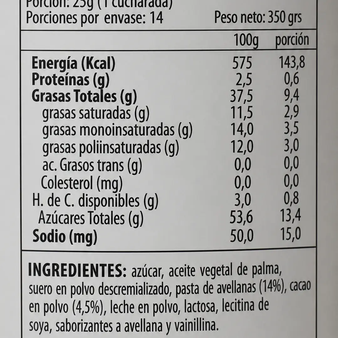 Crema de Avellanas 350gr. 2
