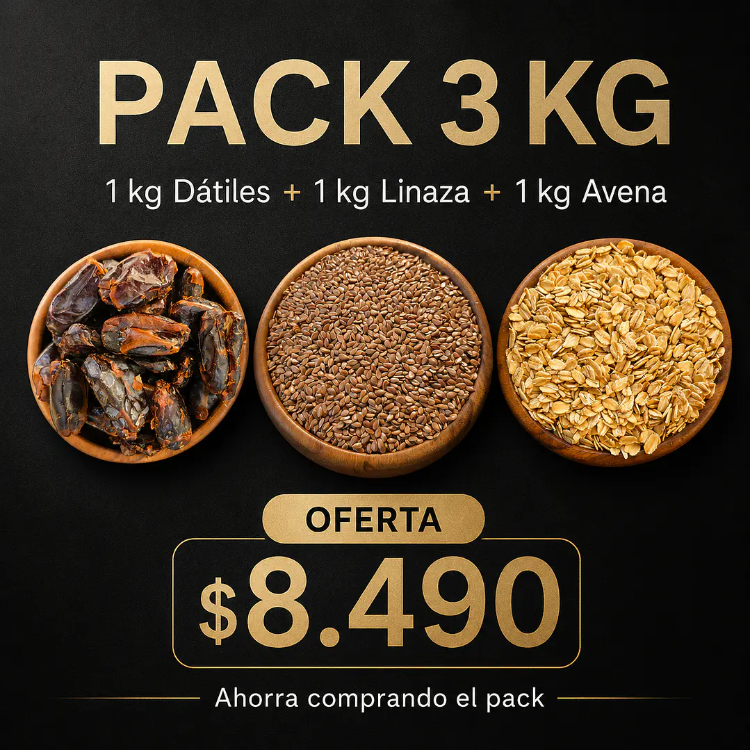 Pack Saludable 3 KG – Dátiles, Linaza y Avena Integral 1