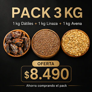 Pack Saludable 3 KG – Dátiles, Linaza y Avena Integral