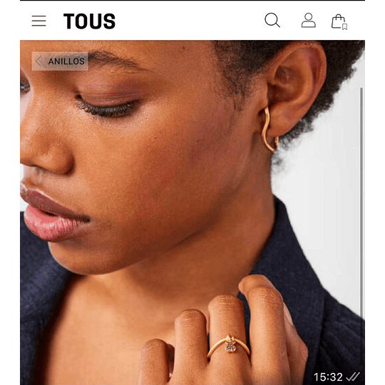 Anillo Tous NÚMERO 12...baño de oro 18K y cuarzo ahumado MEGA OFERTA!!!