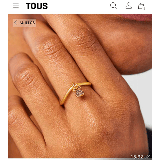 Anillo Tous NÚMERO 12...baño de oro 18K y cuarzo ahumado MEGA OFERTA!!!