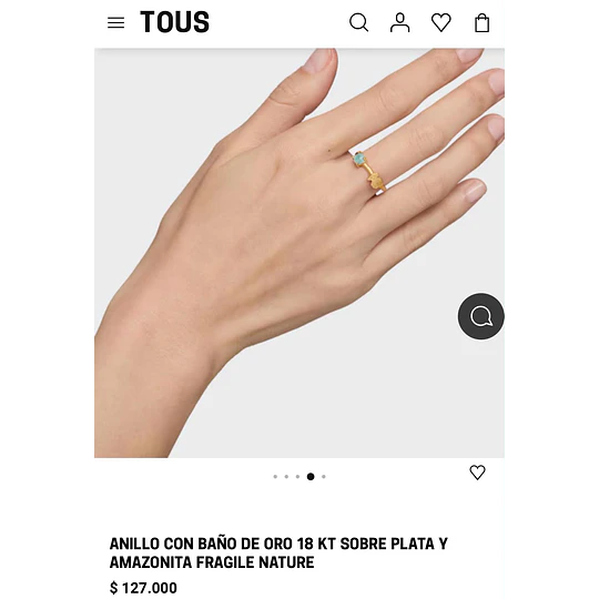 Anillos TOUS baño oro 18K y amazonita número 14