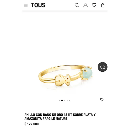 Anillos TOUS baño oro 18K y amazonita número 14