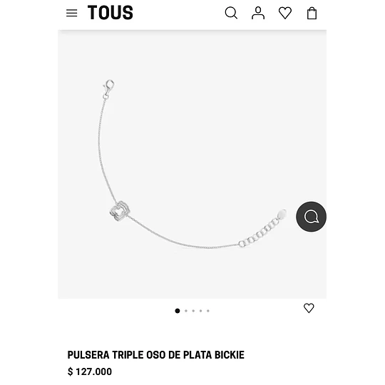 Pulsera Tous plata 925 oso triple