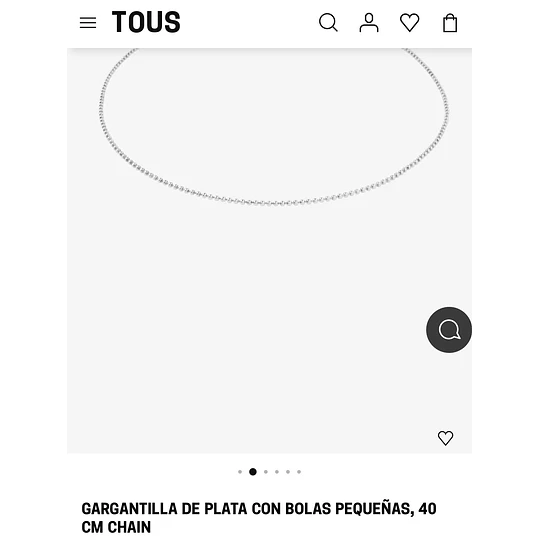 Cadena Plata Tous bolas pequeñas 40 cms